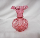 Fenton Art Glass Cranberry Vase Pre 1970's 6" Tall