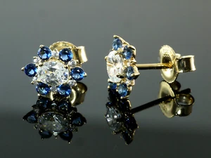 585 Gold Designer Ohrstecker 1 Paar 8,5 mm x 6,5 mm Zirkonia Steine - Bild 1 von 2