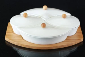 9-tlg. Tablett Dipschalen Set Schalen aus Porzellan mit Deckel Servierschalenset - Bild 1 von 2