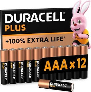 PACK OF 12 Duracell Plus 50% more power AAA LR03/MN2400 batteries - Foto 1 di 5
