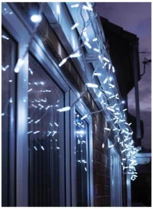 120 LED Verbindbar Funkeln Eiszapfen Lichter Mit Weiß Kabel, Cool Weiß, 5m Xmas - Bild 1 von 4