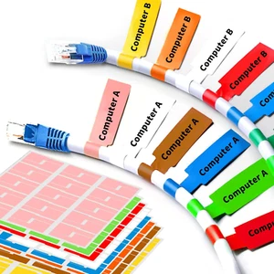8 Sheet 240 Pcs Cable Labels for Management, Colorful Waterproof Cord Tags for E - Picture 1 of 12