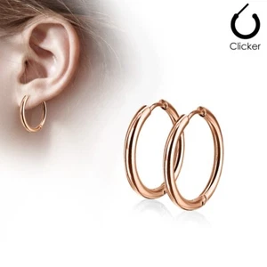 Stainless Steel Plain Endless Hoop Earrings Black-Blue-Silver-Rose Gold Plated - Picture 1 of 13