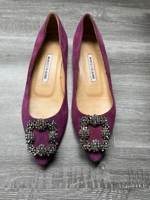 MANOLO BLAHNIK Hangisi punta puntiaguda con joyas plana Foto 1 de 4