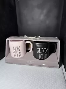 Rae Dunn Mug Set Pink Bride and Black Groom Mugs Bridal Wedding Gift (Z69) - Picture 1 of 2