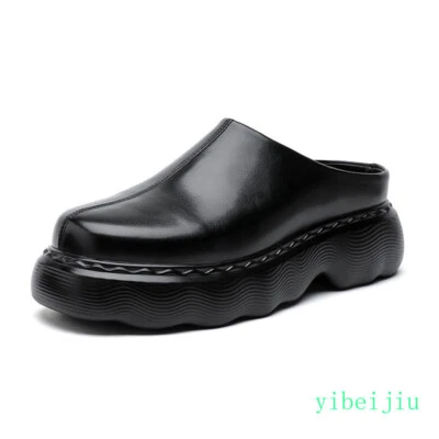 Men's Platform Slippers Mules Thick Sole Slides Dress Shoes Comfort Flats Punk - Image 1 of 4