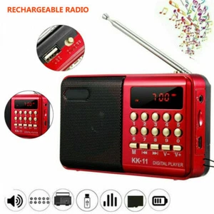 Tragbares Mini-FM-Radio LCD-Digital-MP3-Player-Lautsprecher TF USB wiederaufladb - Bild 1 von 15