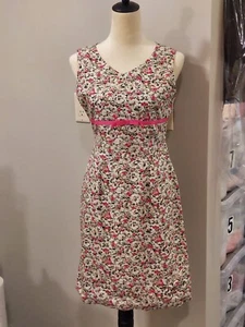 Casual Corner Women's Pink/Green Floral Fitted Dress Size 4 - Picture 1 of 9