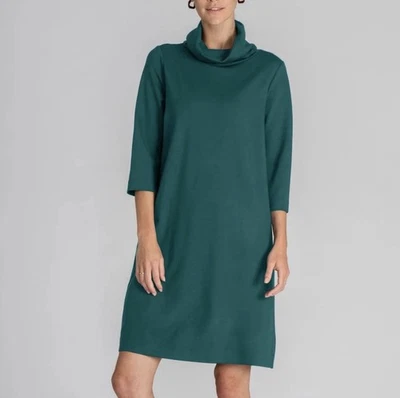 Cynthia Rowley Forest Green Shift Dress Modal Blend Long Sleeve Size Medium NWT - Image 1 of 4