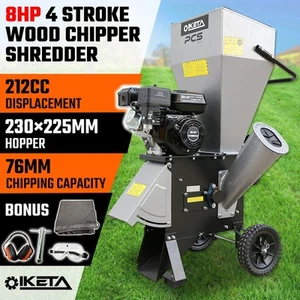 IKETA 8HP Wood Chipper 3" Garden Petrol Shredder Mulcher Portable Upright Branch - Picture 1 of 12