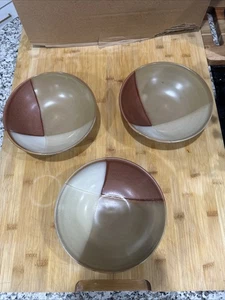 Vintage 3 Sango Gold Dust Sienna Soup Salad Cereal Bowls Stoneware 5039 7 3/4" * - Picture 1 of 9