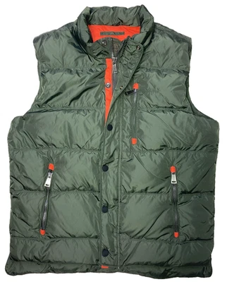 Orvis Essex Down Puffer Vest Olive Green Orange Mens M Medium NWOT - Image 1 of 4