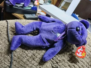 Beanie Baby Princess Diana Purple Bear New With Tags! Heart Tags & Tush Tags... - Picture 1 of 9
