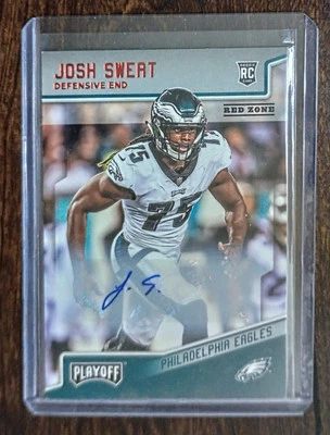 2018 Panini Playoff Rookie Auto Football Card #275 Josh Sweat RED ZONE Autograph - Image 1 of 4