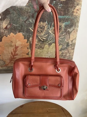 Franklin Covey Orange Leather Satchel 8X14 Luggage 1844 - Image 1 of 4