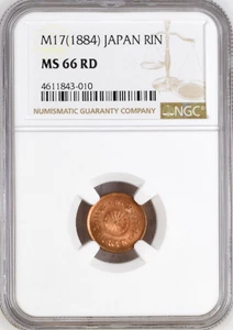 Japan - 1884 - 1 Rin - NGC MS 66 RD , M17 (1884) JAPAN RIN - Picture 1 of 3