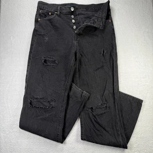 Aeropostale Jeans Womens 8 Black 90s Baggy High Rise Denim Distressed Y2k Grunge - Picture 1 of 14