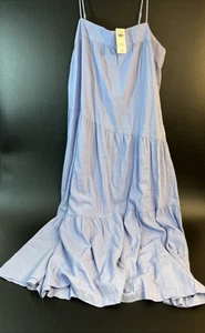 Maxi Vestido Abercrombie & Fitch Boho Lino Asimétrico Talla XL Correas de Espagueti - Imagen 1 de 10