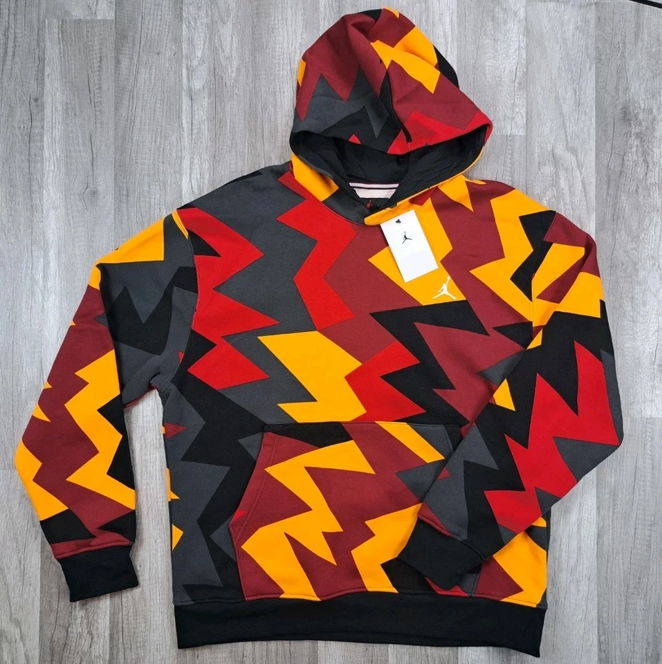 Air Jordan Flight MVP Hoodie Mens Size Large FB7014-619 Red Yellow Black