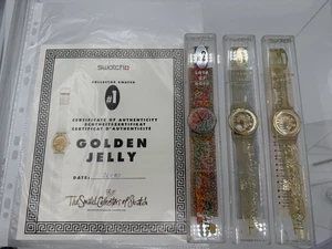 S237 Swatch Golden Jelly 3 Uhren Golden Collectior 90er Lots of Dots #1 - Bild 1 von 5