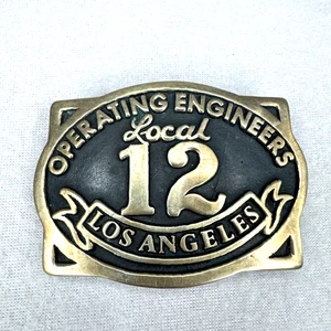 Vintage 1978 Anacortes IUOE Local 12 Los Angeles massive Messing Gürtelschnalle - Bild 1 von 5