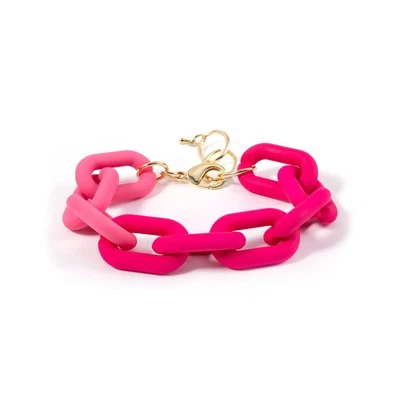 Lo último Pulsera Rosa Cadena Resina Gruesa Acrílico Pulsera Para Mujer Neón Plástico Rai Foto 1 de 4