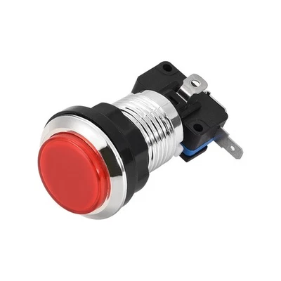 Game Push Button 33mm 12V LED Illuminated Switch with Micro switch Red 1pcs - Image 1 of 3