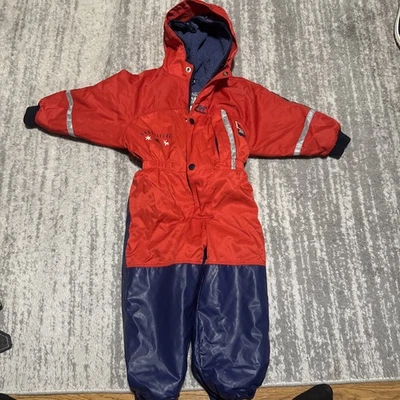 Traje de Nieve Helly Hansen Niños Talla 82/3 Rojo Azul Impermeable Aislado Una Pieza Foto 1 de 4