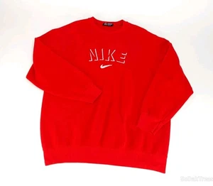 Vintage 90s Nike Center Swoosh Crewneck Sweatshirt Red Size XL BIG LOGO - Picture 1 of 7