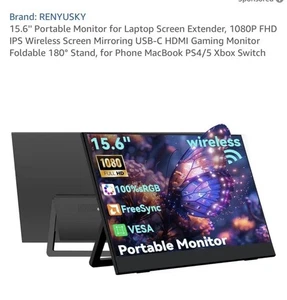 15.6'' Portable Monitor for Laptop Screen Extender, 1080P FHD Game Consoles - Picture 1 of 8