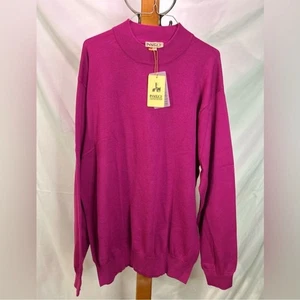 Men's Pink Cotton Sweater Mock Neck Magenta Knit Comfortable NWT Inserch Sz 2XL - Picture 1 of 6