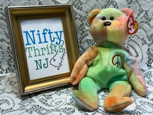 Rare Peace TY Beanie Babies Bear attached hang tags LNWT - Picture 1 of 3