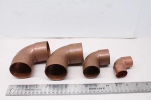 Copper Sweat On Fitting Lot (2) 2" -90° Elbow, 1-1/2"-90° Elbow, 1"-90° Elbow - Picture 1 of 4