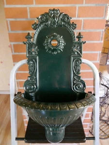 Wandbrunnen, grün, Aluguss, antik Finish, 60 cm, mit Zubehör, NEUWARE, Landhaus - Bild 1 von 5