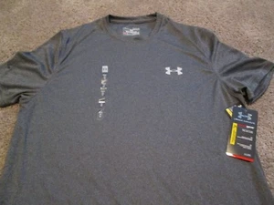 BRAND NEW Mens UNDER ARMOUR Heatgear Loose Fit Gray ANTI-ODOR w/ Silver ua logo - Picture 1 of 6