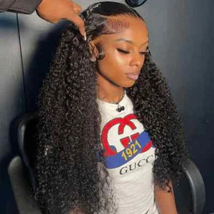 Curly Human Hair Lace Frontal Wig 13x4 13x6 Deep Wave HD Transparent Lace Front - Picture 1 of 11