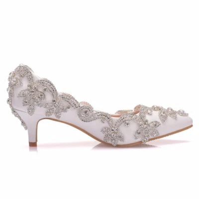 Gorgeous Wedding White Ivory Crystal Party Bridal Bridesmaid Sandal Flat shoes - Image 1 of 4