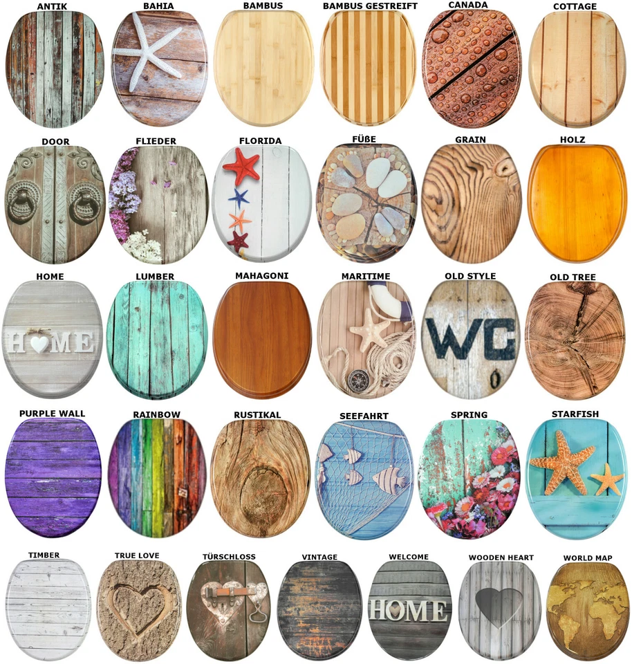 WC SITZ TOILETTENDECKEL KLODECKEL KLOBRILLE WC DECKEL TOILETTENSITZ BRILLE HOLZ - Bild 1 von 1