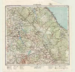 1929 Mapa topográfico Vintage del Ejército VALDEMĀRPILS (Letonia), escala 1:75 000 - Imagen 1 de 4