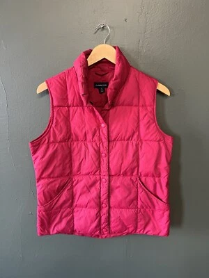 Lands'end Women's Pink Snap Up Goose Down Quilted Puffer Vest Size Small - Image 1 of 3