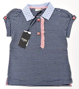Neu mit Etikett Fendi Roma hellblau gestreifter Pullover kurzärmeliges Poloshirt 8 A - Bild 1 von 7