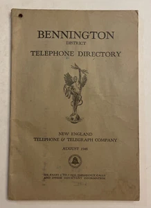 1948 Bennington District , VT New England Telephone & Telegraph Co. Directory - Picture 1 of 7