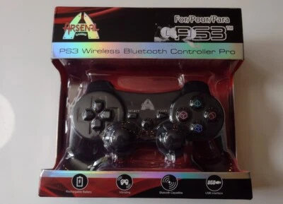Controlador inalámbrico Bluetooth Arsenal PS3 negro nuevo en paquete nuevo en caja Foto 1 de 4
