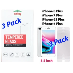 drdong-Displayschutzfolie für iPhone 8+, 7+, 6s+, 6+, 5,5 Zoll, 3er Pack - Bild 1 von 7
