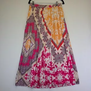 Chicos Skirt Womens 0 S/4 Pink Floral Paisley Pleated Cottagecore Patchwork - Picture 1 of 13