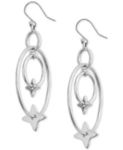 Lucky Brand Silver-Tone Star Orbital Oval Drop Earrings - Picture 1 of 2