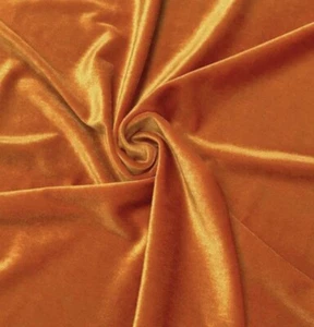 ORANGE Stretch Velvet Fabric 60” Width Sold By The Yard - Picture 1 of 1