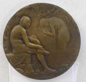 France ABEL LAFIEUR "THE BATH" Bromze 54mm Medal B2U0064 combine shipping - Picture 1 of 3