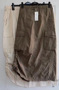 EX M&S Pure Cotton Midi CARGO Adjustable Length Skirt - Various - Picture 1 of 19