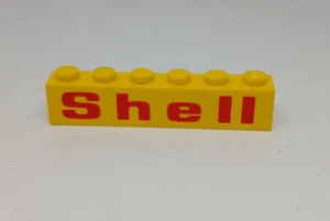 LEGO : Brique 1 x 6 enseigne logo Shell - Réf 3009pt1 jaune - Set 688 621 - Imagen 1 de 1